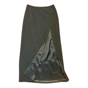 Cache Black Fully Lined Long Straight Basic Classic W. Front Slit Skirt Size 10